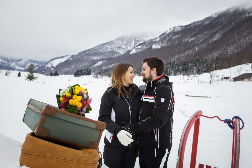 servizio fotografico di engagemenrt Piancavallo